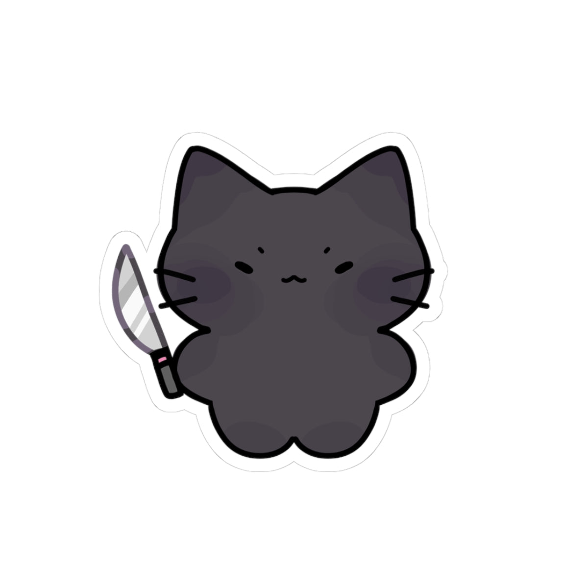Cute Cat with Knife Kiss-Cut Stickers | Whimsical Decals for Laptop & Water Bottles