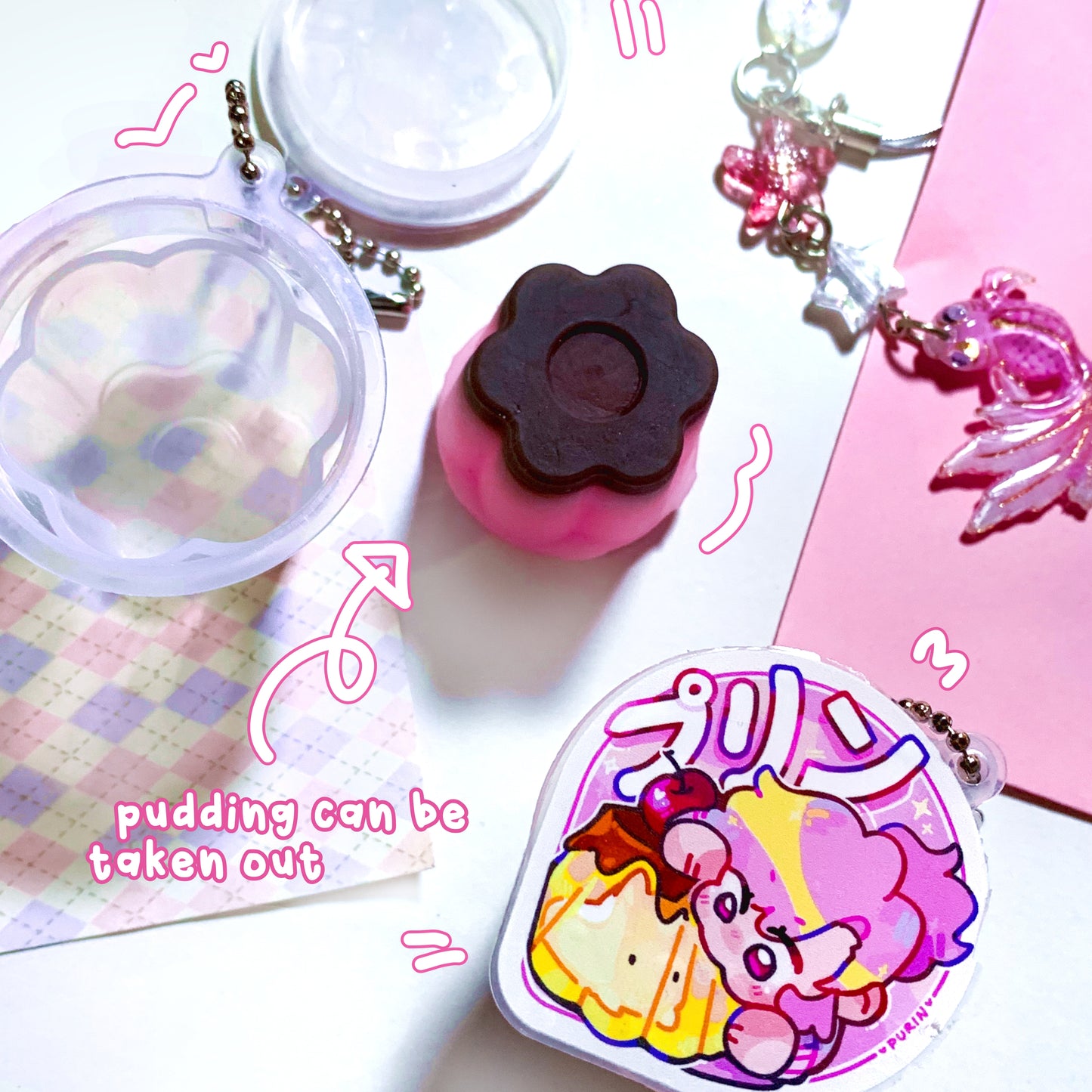 Pocky Pudding Keychain
