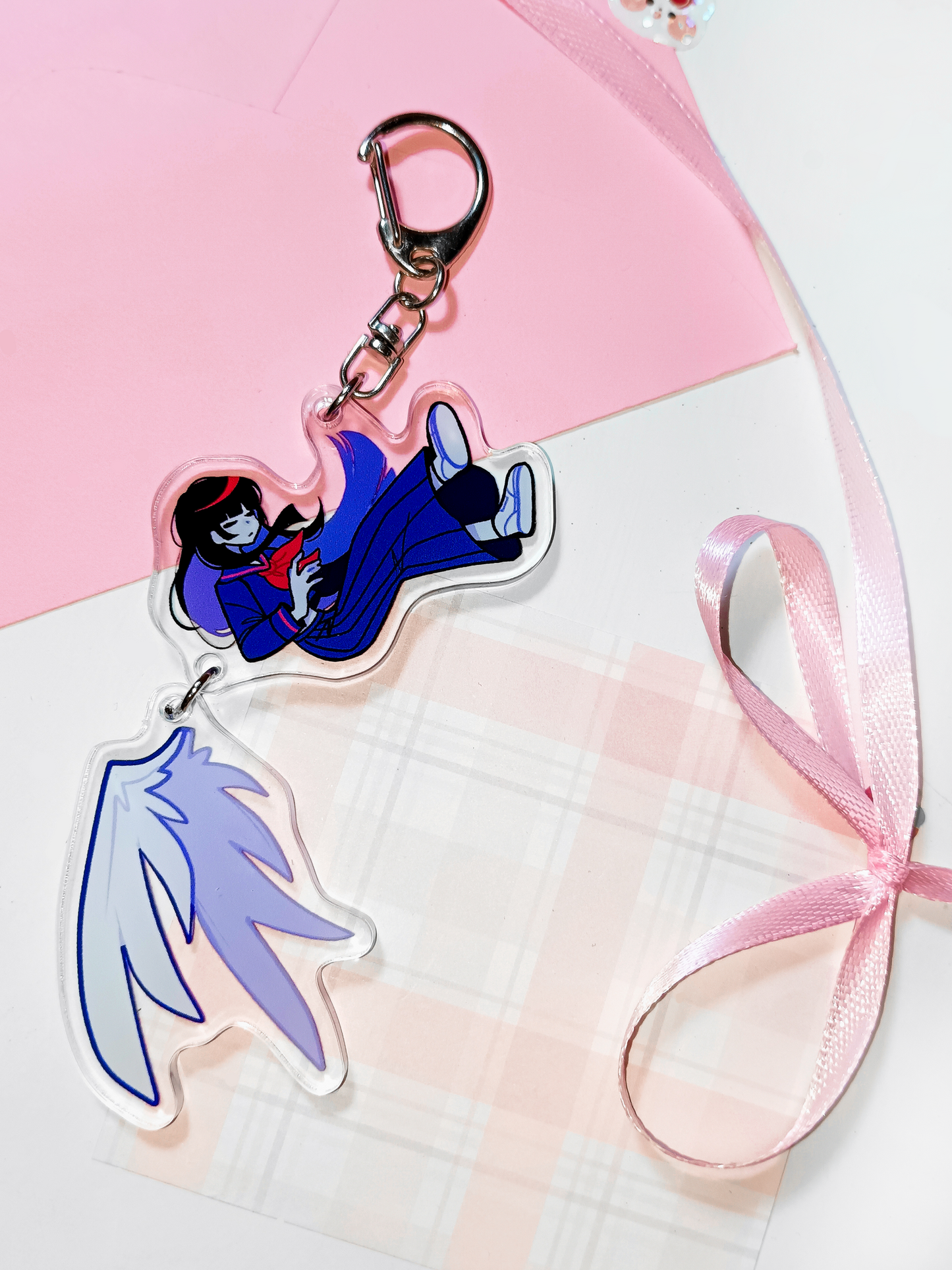 Fallen Angel Keychain with Dangling Wings