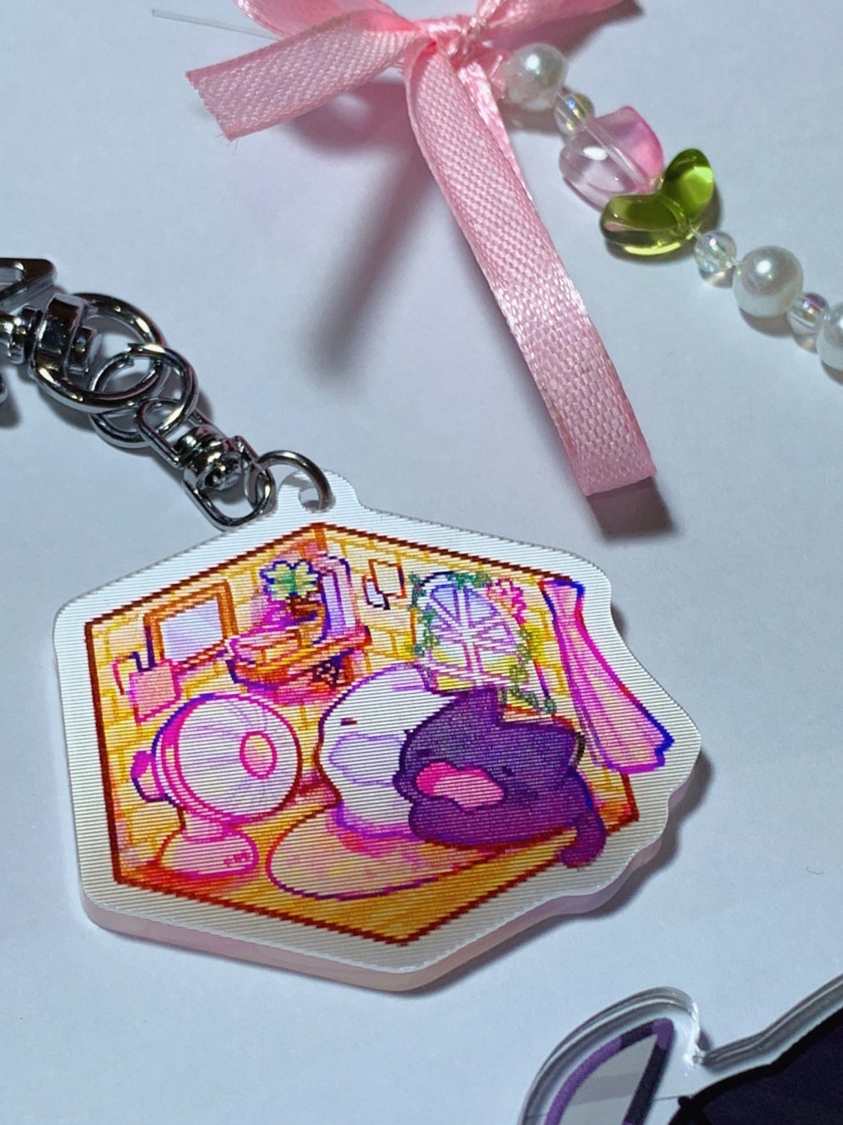 Black Cat and Ghost Cat Room Lenticular Keychain