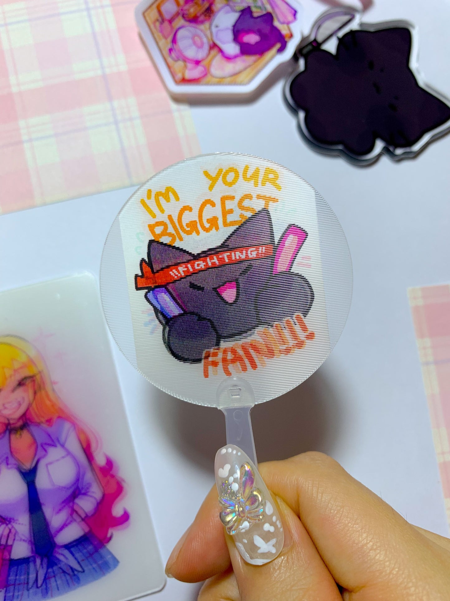 Black Cat Cat I'm Your Biggest Fan Lenticular Mini Fan