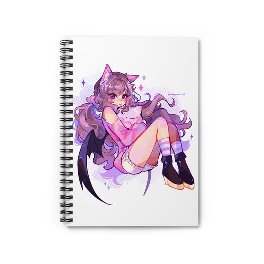 Spiral Notebook - Cute Girl Cat Hugging Anime Design