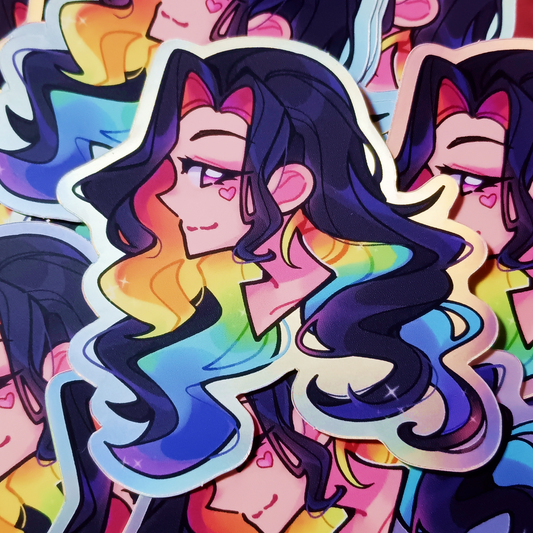 Rainbow Hair Sticker (Holographic)