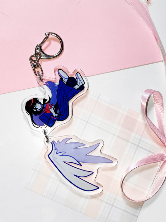 Fallen Angel Keychain with Dangling Wings