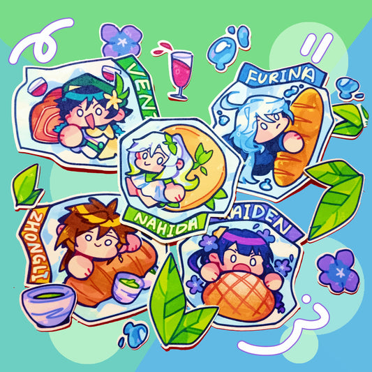 Genshin Stickers with Bread (Archons)