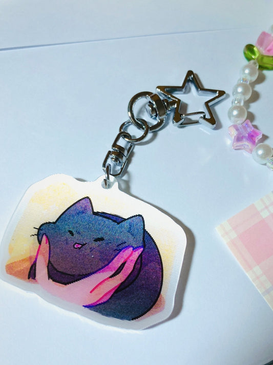 Black Cat Squishy Cat Lenticular Keychain